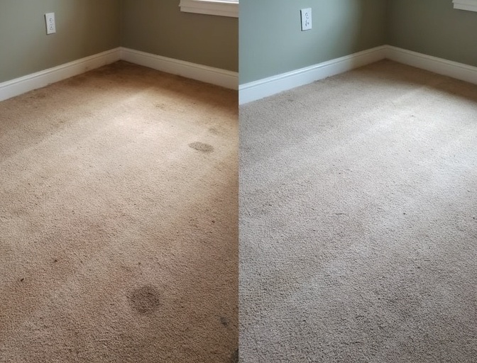 До и после чистки ковролина