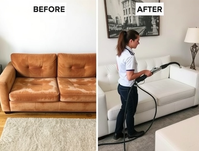 До и после чистки дивана